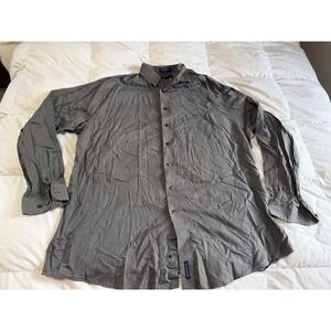 Hunt Club Mens Long Sleeve Button Up Shirt Micro Check Grey Black White XL